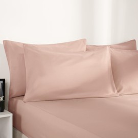 Brentfords Plain Dye Fitted Bed Sheet Non Iron Super Soft Easy Care Microfibre, Blush Pink - Double Size