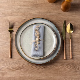 AmorArc Ceramic Dinnerware Sets,Handmade Reactive Glaze Plates and Bowls Sets,Highly Chip and Crack Resistant | Dishwasher & Microwave Safe Dishes Set,Service for 4 (12pc)