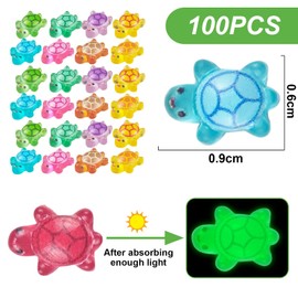 Mrltau 100 Pieces Glowing Turtles, Luminous Turtle Figures, Small Turtles, Resin Mini Figures, Dollhouse Miniature Small Figures, Fairy Garden Turtles, Mini Figures 100 Pieces
