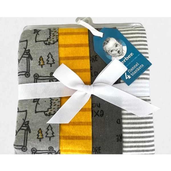 Gerber Lot of 4 Hedgehog Explore Nature Flannel Blanket Baby