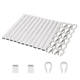 PNXKTXO M3 1/8inch 100Pcs Aluminum Crimping Loop Sleeves Cable Crimps+ 20Pcs M3 Stainless Steel Thimbles Rigging, Widely Use Cable Ferrule Kit for Wire Rope