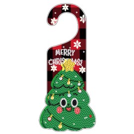 Diamond Painting Christmas Door Sign Pendant Kits for Door Decoration, Christmas 5D Special Shaped Drill Crystal Diamond Art Hanging Door by Number Kits Hanging Home Decor Gift