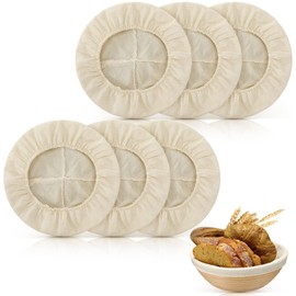 Boao 6 Pieces Bread Banneton Proofing Basket Liner Cloth Cover Natural Rattan Baking Dough Banneton Proofing Sourdough Basket Cloth Liner Bread Baking Supplies(Round, 8.5 Inch)