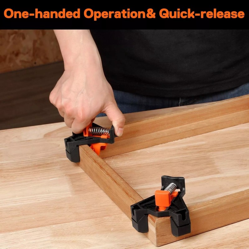 PONY 4Pk Quick-Release Corner Clamp for Woodworking, 90 Degree Right