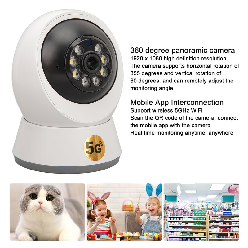 HD 1080P Home Security Camera 360 Degree Panoramic Camera 5G