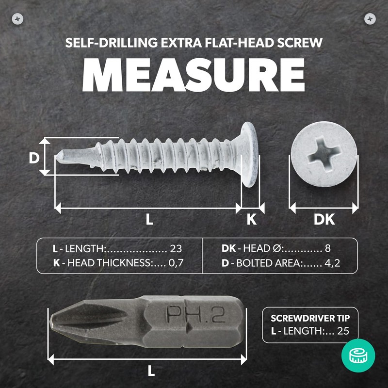 DOJA Barcelona Phillips Drilling Screw with PH2 Drill Tip |