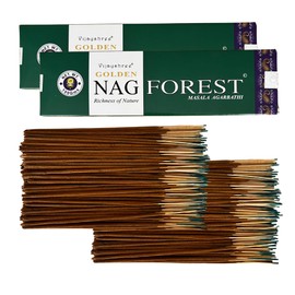 Vijayshree Golden Nag Forest Incense Sticks - 200g - 10 Packs of 20g (140-180 Sticks) Aromatherapy - Meditation - Yoga - Eco Friendly Packaging