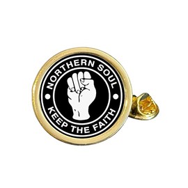 Northern Soul, keep the faith Gold Plated Domed Lapel Pin Badge in Bag