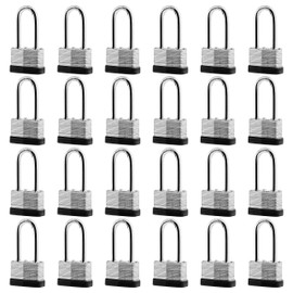 SafiSwords 24-Pack Keyed Alike Laminated Steel Padlocks Keys, 1-3/4" Wide, Heavy Duty Long Pad Lock Set with Same Keys