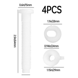 4PCS Toilet Seat Hardware Kit - Plastic Bolts, Nuts, Washers & Hinge Screws for Fixing Toilet Seat & Lid