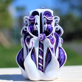 Christmas Purple Carved Candles 5"-Unique Easter Candle-Mothers day gift-Designer Colored Candles-Oscar Candles