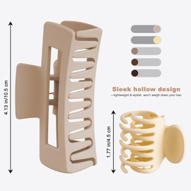 6-Pack Hair Clips for Women, 3 Large Square and 3 Mini Claws, Strong Hold for Thick and Thin Hair