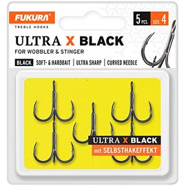 Fukura Ultra X Black Treble Hooks Size 4/5 Pieces