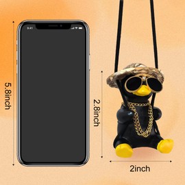 Swing Duck Car Hanging Ornament Cute Swing Duck Car Pendant Swing Duck Car Decoration Rearview Mirror Accessories for Men Women Teens Truck Rearview Christmas Decorations (Black Duck)