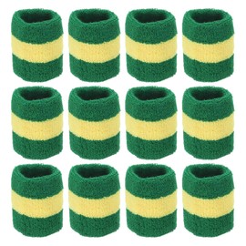 MECCANIXITY Wrist Sweatbands Sports Wrist Bands Sweat for Men & Women Athletic Absorbent for Basketball Football Tennis Soccer Running Working Out Green, Yellow, Pack of 14