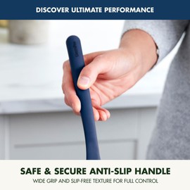 GreenPan Silicone Solid Turner Spatula, Flipping Cooking Kitchen Utensil, Flexible Rubber Nonstick Cookware, Rigid Steel Core, Heat-Resistant, Anti-Slip Handle, BPA-Free, Dishwasher Safe, Blue