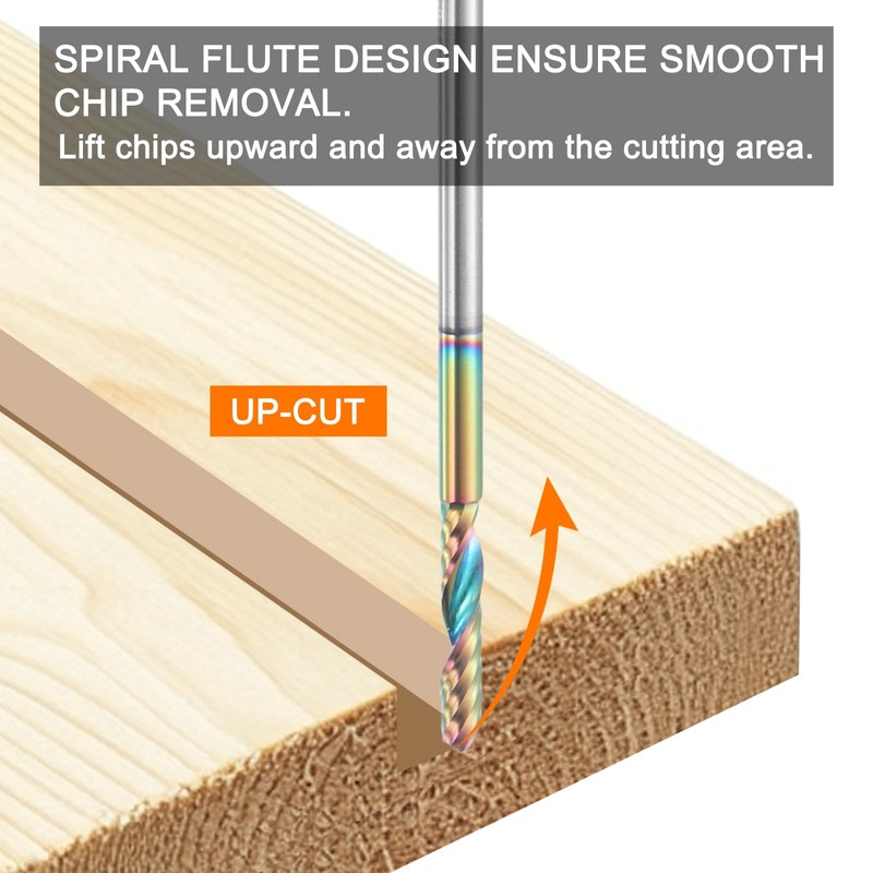 sourcing map Spiral Router Bit 1/8" Cut Dia 1/8" Shank