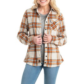 Legendary Whitetails Women's Trail Guide Fleece Button Down Shirt, Longhorn Plaid, X-Large