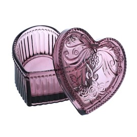Gaolinci Crystal Glass Heart-Shaped Storage Box Embossed Jewelry Box Candy Box with Lid - Purple
