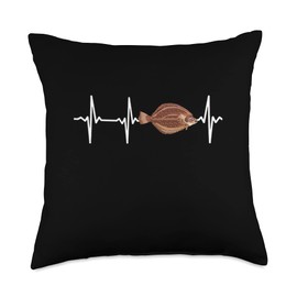 Flounder Gift Co. Flounder Heartbeat for Saltwater Fishing Lovers Throw Pillow, 18x18, Multicolor
