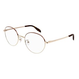 Alexander McQueen AM0369O Gold/Havana 53/20/145 unisex adults Eyewear Frame, Gold/Havana, 53/20/145