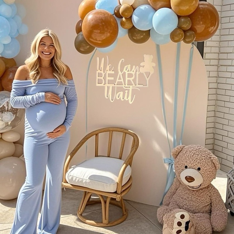 Wlropted We Can Bearly Wait Sign for Backdrop - Teddy