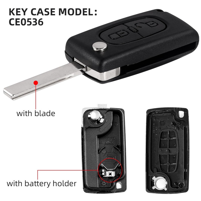 PAYFULLY 2 Button Car Key Shell Compatible with CE0536 Flip