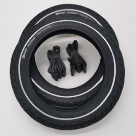 2 x BY-101 Tyres 12 Inch 12 x 2.0 | ETRTO 50-203 | 1 mm Puncture Protection & Reflective Strips + Tubes AV Straight Car Valve Beyond Allround Cover Coat Bicycle