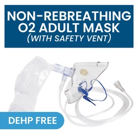 1 Pack Adult Non-Rebreathing Oxygen O2 Mask with 7ft Kink Resistant Tubing