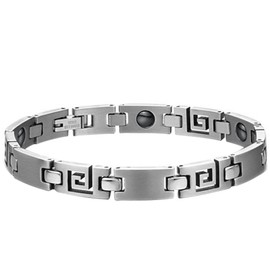 JewelryWe Women’s Stainless Steel Bracelet Jewellery Magnetic Therapy Ball Pearl Beads Link Wrist Chain Silver, Stainless Steel, Greek