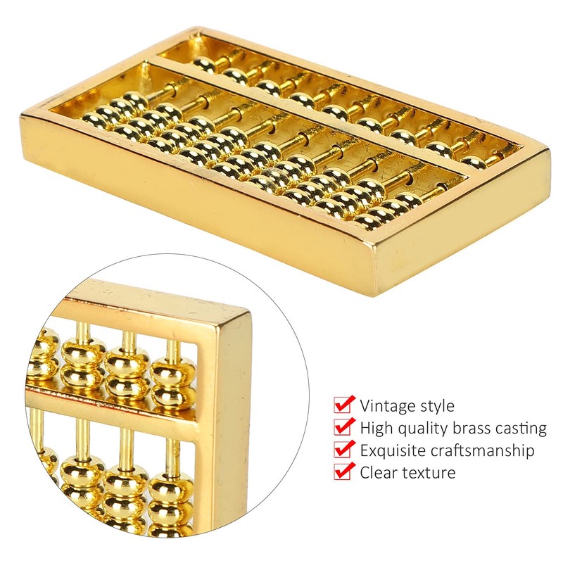 Mini Brass Abacus 9 Gears Chinese Gold Abacus Ornament Tool