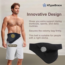 atypebrace Diagonal Ostomy Belt: Leak - Proof & Odor - Masking Solution, Ostomy Bag Covers for Men and Women, Suitable for Right Stoma-Black