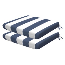 Honeycomb Outdoor Universal Seat Cushion Set, 18" x 17.5", Stripe Blue & White Outdoor Chair Cushions