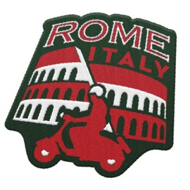 Vagabond Heart Rome Italy Travel Patch featuring the Roman Colosseum and Vespa / Great souvenir for backpacks and luggage / Backpacking and travelling badge.