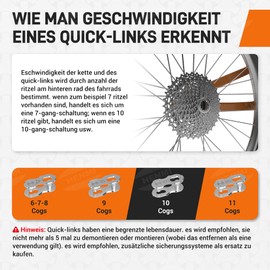 HENMI Bicycle Chain Link 10-Speed, 6 Pairs Chain Fastener Bicycle for 10 Speed Bicycle Chain, Bicycle Chain Lock Quick Installation and Disassembly