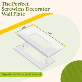 TG Screwless Decorator Wall Plate Child Safe Outlet Cover, Size 1-Gang 4.68" H x 2.93" L, Polycarbonate Thermoplastic, White (10 Pack)