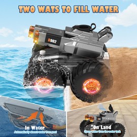 Waterproof Remote Control Car with Water Gun,Rechargeable Amphibious Rc Car Boats,Gesture Sensing RC Stunt Cars Drive on Water,Outdoor Indoor Pool Toys for Kids,Birthday Gifts for Boys Girls Teens 8+