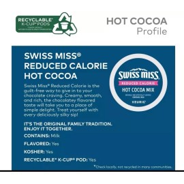 Swiss Miss Reduced Calories Hot Light Cocoa Single-Serve K-Cup®, Pods 18 Count