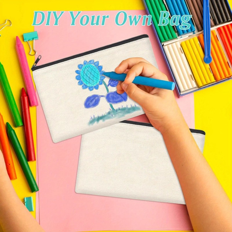 12pcs/Set Fabric Canvas Pouches with Zipper, Sublimation Blank DIY Craft