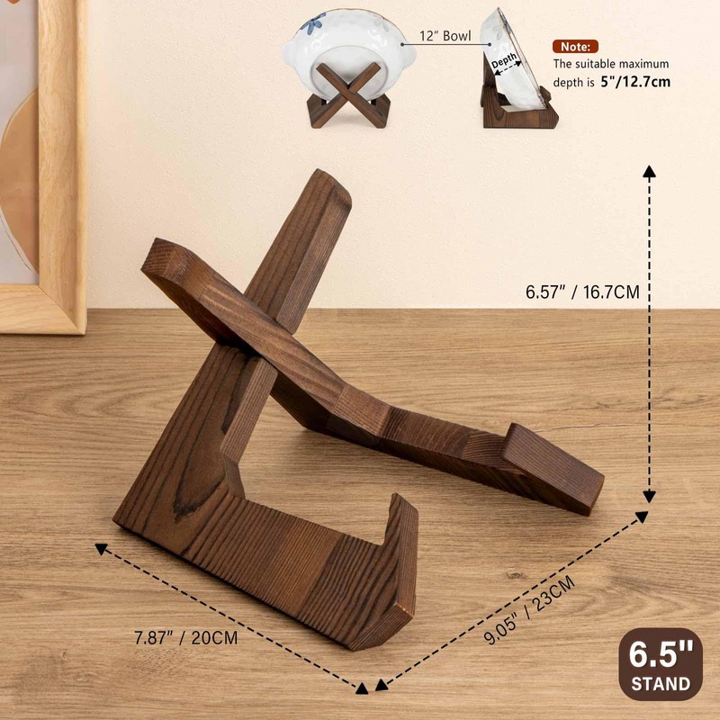 ANBOXIT Bowl Stands for Display, 6.5 Inch Plate Holder, Wooden