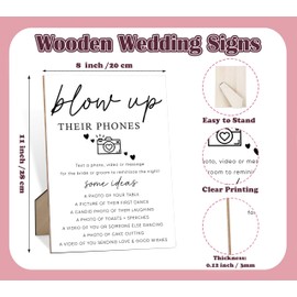 Scodilo Blow Up Their Phone Sign, Wedding Table Sign, 8" x 11" Wooden Plaque for Wedding Reception Decor