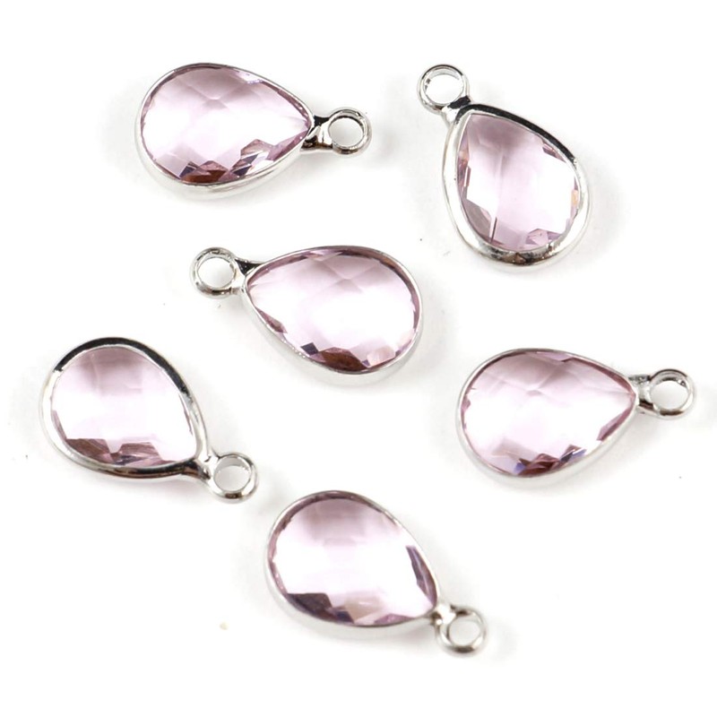 10pcs July Ruby Birthstone Charms 14x8mm Teardrop Crystal Beads Silver