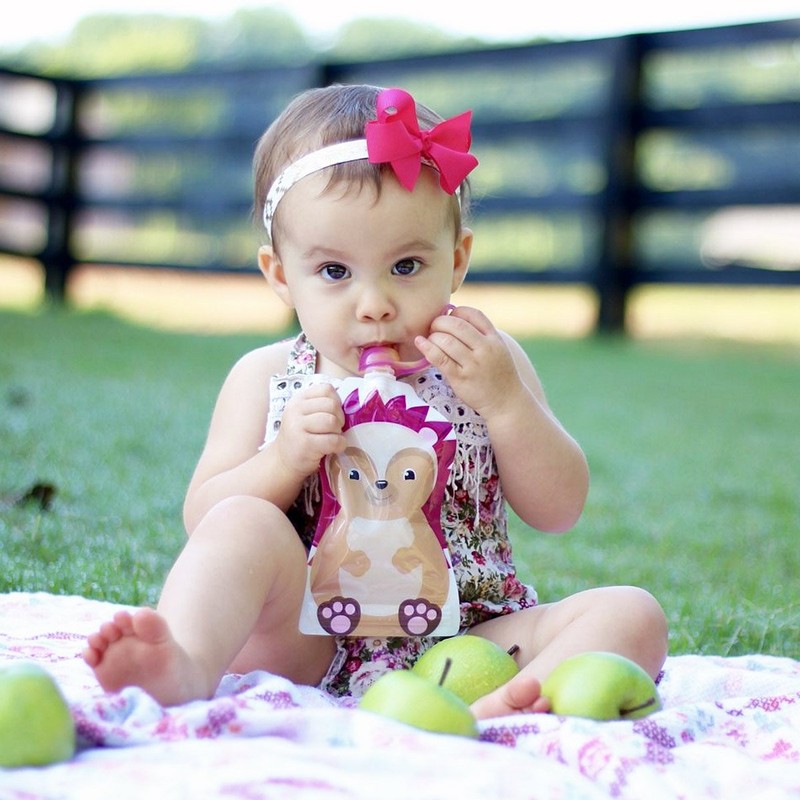 ChooMee Reusable baby food pouches, snack pack with secure double