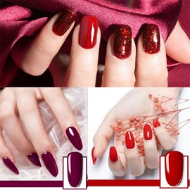 YSUVIN Gel-Nagellack, 10 Farben, Rot, Schwarz, Grau, Weiß, Nagellack, Pailletten, Soak Off, LED, Gel, Nail Art, Maniküre, Salon, DIY zu Hause, Schönheitsgeschenke