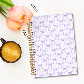 fZSZSD Purple Coquette Bow Spiral Notebook 5.5x8.3, Preppy Girly Bow Journal, Trendy Aesthetic Journal for Writing, Cute Notebook for Note Taking, Coquette Office School Supplies Gifts