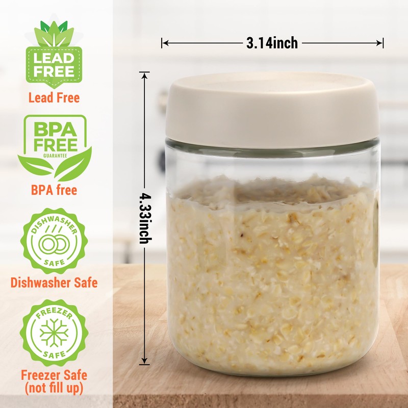 EONJOE 6-Pack 16oz Glass Jars with Lids for Food Storage