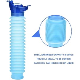 Portable Travel Urinal, 25oz Capacity, Collapsible Design, 2-Pack, Blue
