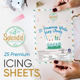 Splendid Sensations 25 ct Edible Paper, Edible Printer, Edible Images for Cakes, Edible Paper for Cakes and Cookies, Sugar Paper, Icing Sheets, Edible Cake Images, Edible Cake Prints, Frosting Sheets (25 Count)
