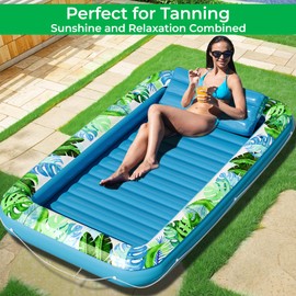 JAMBO Tanning Pool Lounger Float, 70 x 47 Inflatable Sun Tanning Pool Float, Water Lounge Raft, Pool Lounger for Adults, Tanning Raft, Big Pool Tub, Water Filled Tanning Bed, Kiddie Pool Tanning Float