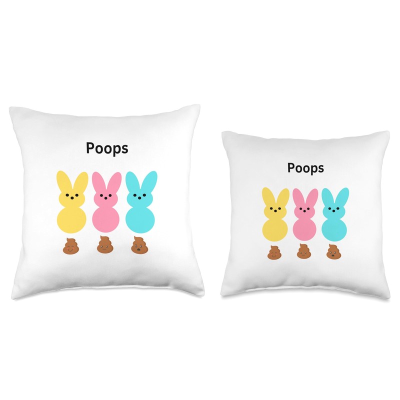 Colorful Marshmallow Bunny Poops Throw Pillow